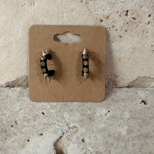 Black & Gold Spike Stud Earrings | Edgy Statement Jewelry